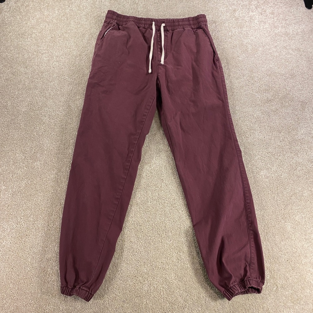 PacSun Jogger‎ Pants Mens Small Burgundy Stretch Cotton Tapered Casual
